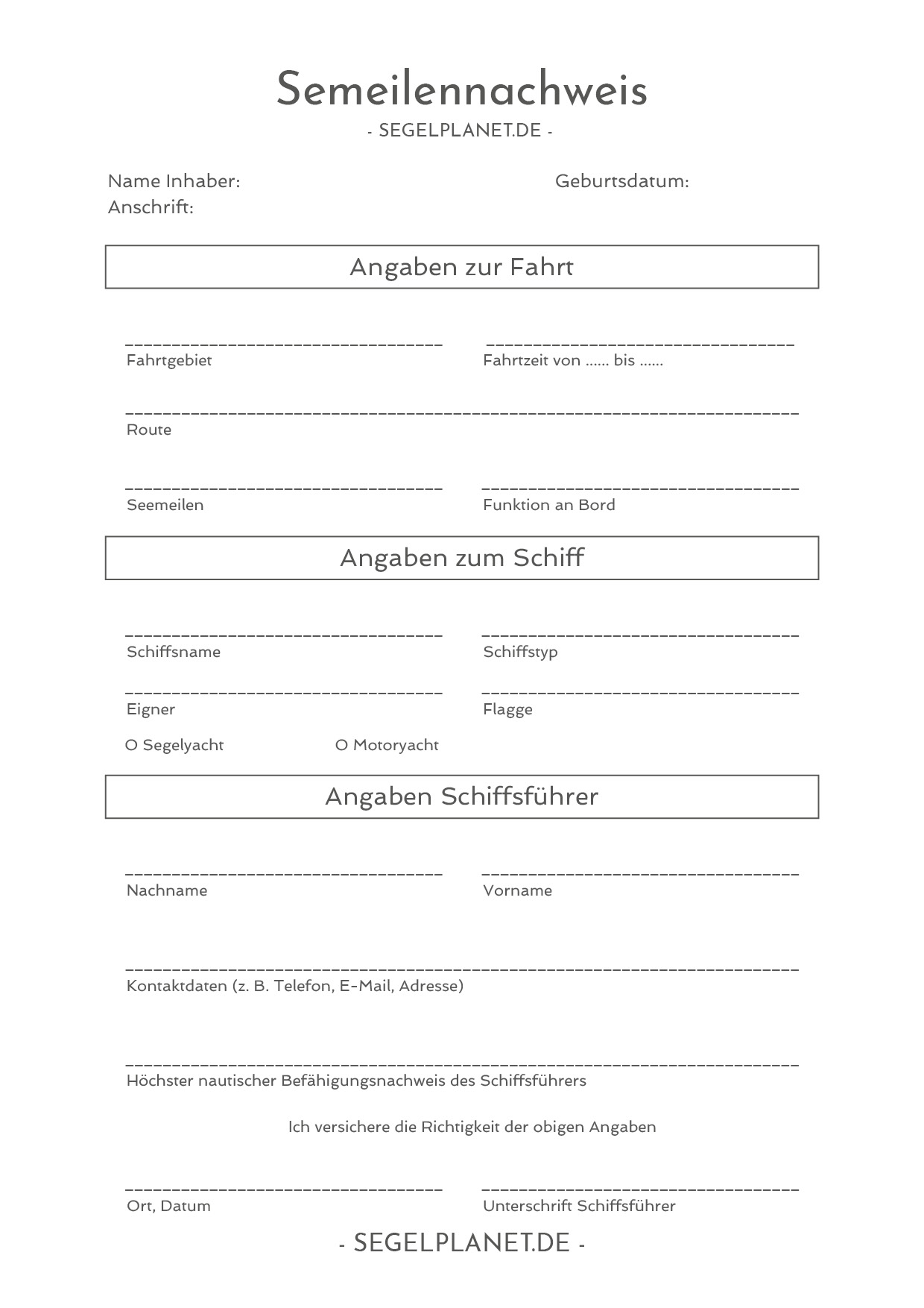 Seemeilennachweis PDF Download Segelplanet.de